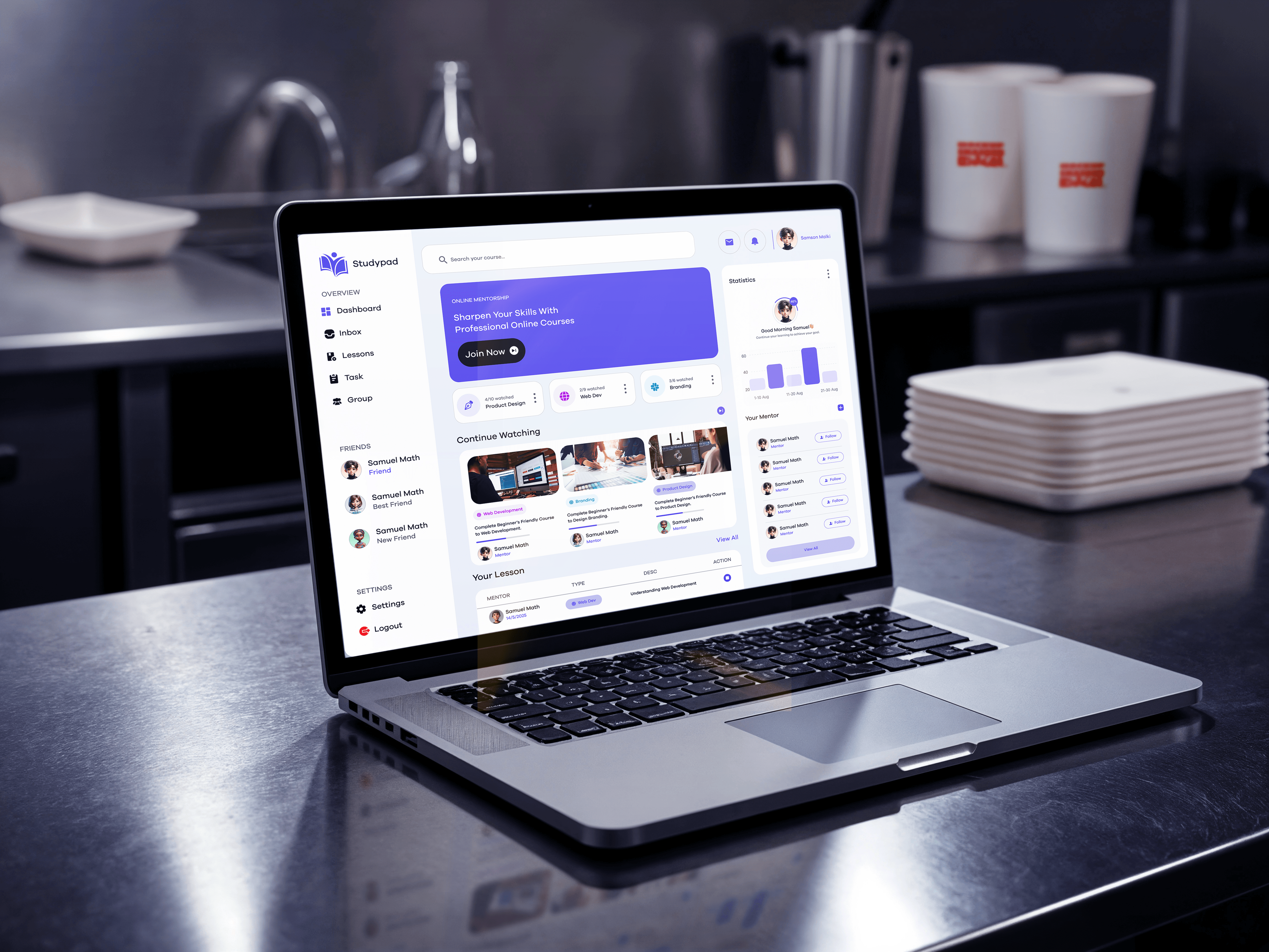 Example of Study Pad – Online Learning Dashboard UI