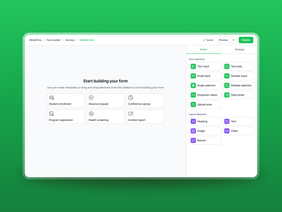 Custom Form Builder for Schools & Organizations automatedforms customforms datacollection educationtech formbuilder formcreation formmanagement onlineforms productdesign responsiveforms schoolmanagement ui design uiux userinterface ux design webdesign