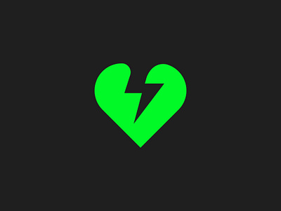 Flash Heart Logo Design brand brand identity brand identity design branding design energy flash green heart heart logo icon iconography identity lightning lightning bolt logo love love logo monogram symbol