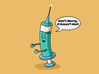 A Friendly Injection Illustration cartoon cute design drug graphic design health illust illustration inject injection medic medicine syringe vector