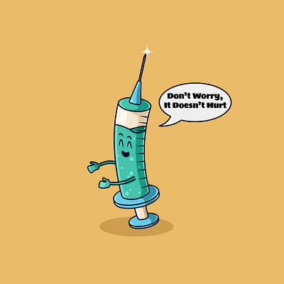 A Friendly Injection Illustration cartoon cute design drug graphic design health illust illustration inject injection medic medicine syringe vector