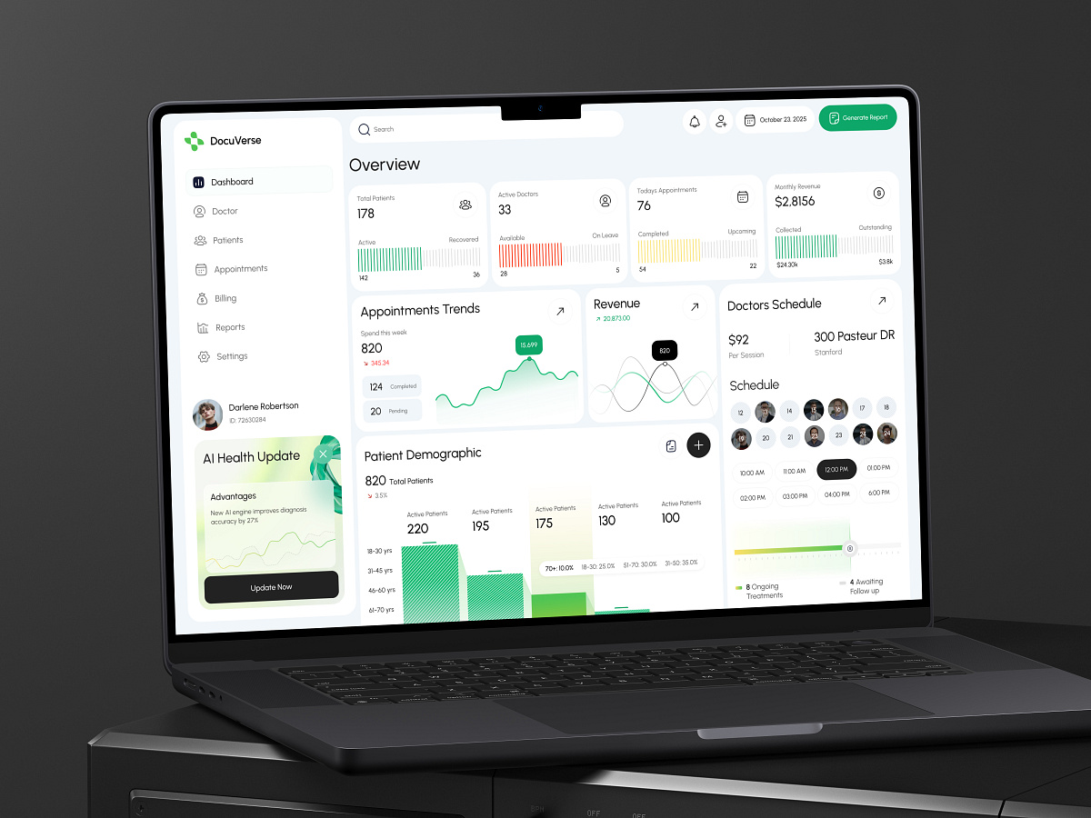Doctor Dashboard UI | SaaS CRM Image 1