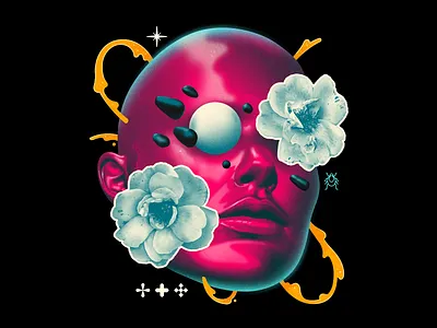 Module 018. adobe airbrush art cintiq cosmic creative design flowers graphic design growth head illustration insect nature photoshop sci fi wacom