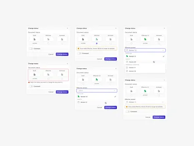 Status change widget app clean dashboard data design dialog enterprise file interface management minimalist modal modern product saas software startup tstatus widget