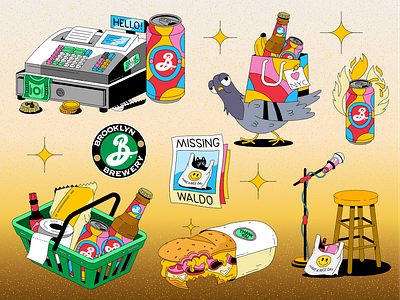 Brooklyn Brewery - Summer Campaign alcohol beer bodega branding brooklyn cafe character cocktail coffee drink editorial food illustration newyork pigeon supermarket wine