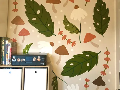 Studio Mural Update! colourful design foliage freelance illustration illustrator mural mural artist mural painting nature painting