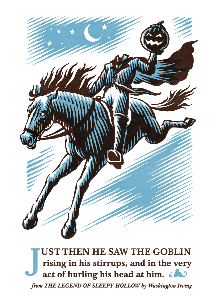 My pen and ink woodcut style illustration for Halloween action character design classic drawing figure graphic design halloween holiday illustration pen and ink story two color typography vintage woodblock woodcut