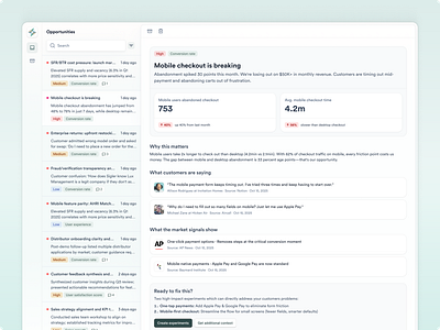 Pathfinder - Product opportunity inbox agentic ai ai ai agents ai dashboard ai inbox analytics b2b dashboard inbox saas