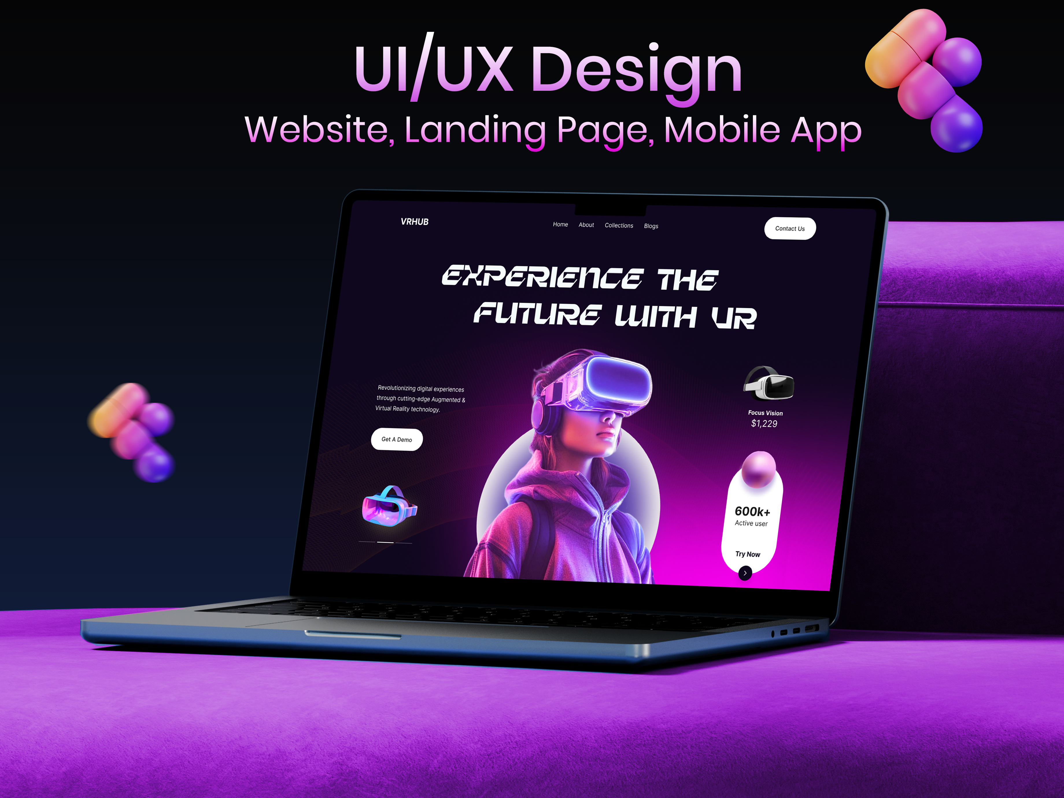 Landing Page UI/UX Design for AR/VR Website ar vr ar vr website figma landing page ui uiux user experience user interface virtual reality vr box vr landing page design vr website design vr website landing page
