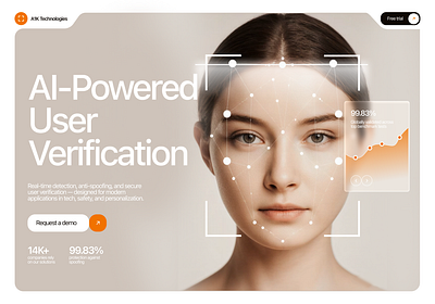 AI-Powered Identity Verification — Secure Tech UI Design ai design ai ui biometrics blockchain crypto crypto ui cybersecurity enterprise ui facial recognition fintech hero section identity verification landing page modern ui product design saas design secure onboarding tech startup tech ui web3