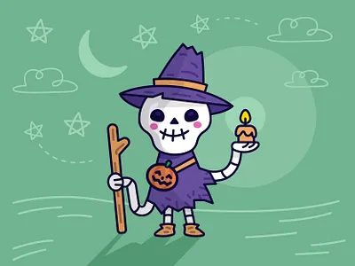 Halloween Night animation branding cartoon character cute flat funny gif halloween illustration logo mascot night outline pumpkin skeleton skull spooky trick or treat vector
