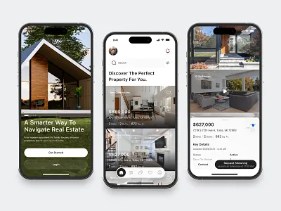 Real Estate Mobile App app clean design fireart home liquid glass listing management modern property ui ux