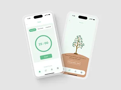 Focus Timer – Grow with Focus Pomodoro Mobile App design ui