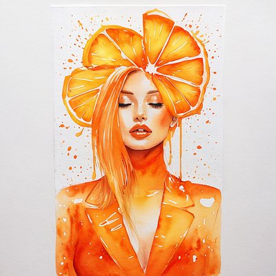 "Citrus Muse" | Vibrant Watercolor Portrait adobe illustrator art artist design illustration surrealism surrealist watercolor art