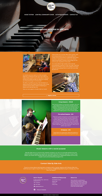 Side by Side Arts ui web design