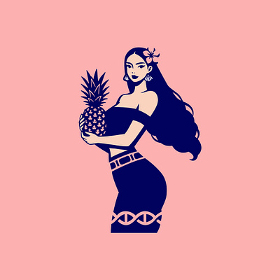 Hawaii Pineapple beauty branding design flower fruit girl graphic design hawaii pineapple icon illustration island logo logo design nature ocean orchid pineapple sun vector woman