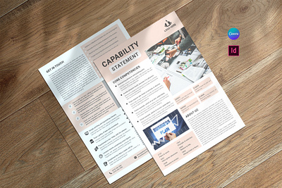 Capability Statement agency business capabilities capability statement client company construction corporate design executive summary federal federal market flyer layout professional project proposal report template vector