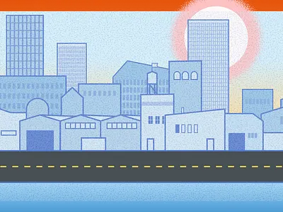 Skyline sunrise graphic design illustration