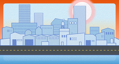 Skyline sunrise graphic design illustration