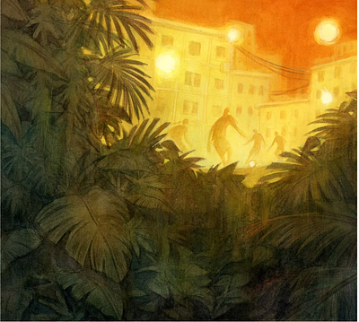 Night Game, illustration by Xinyue Chen conceptual illustration editorial illustration football illustration illustrationart illustrationartist illustrationzone illustrator ny illustrator soccer xinyue chen