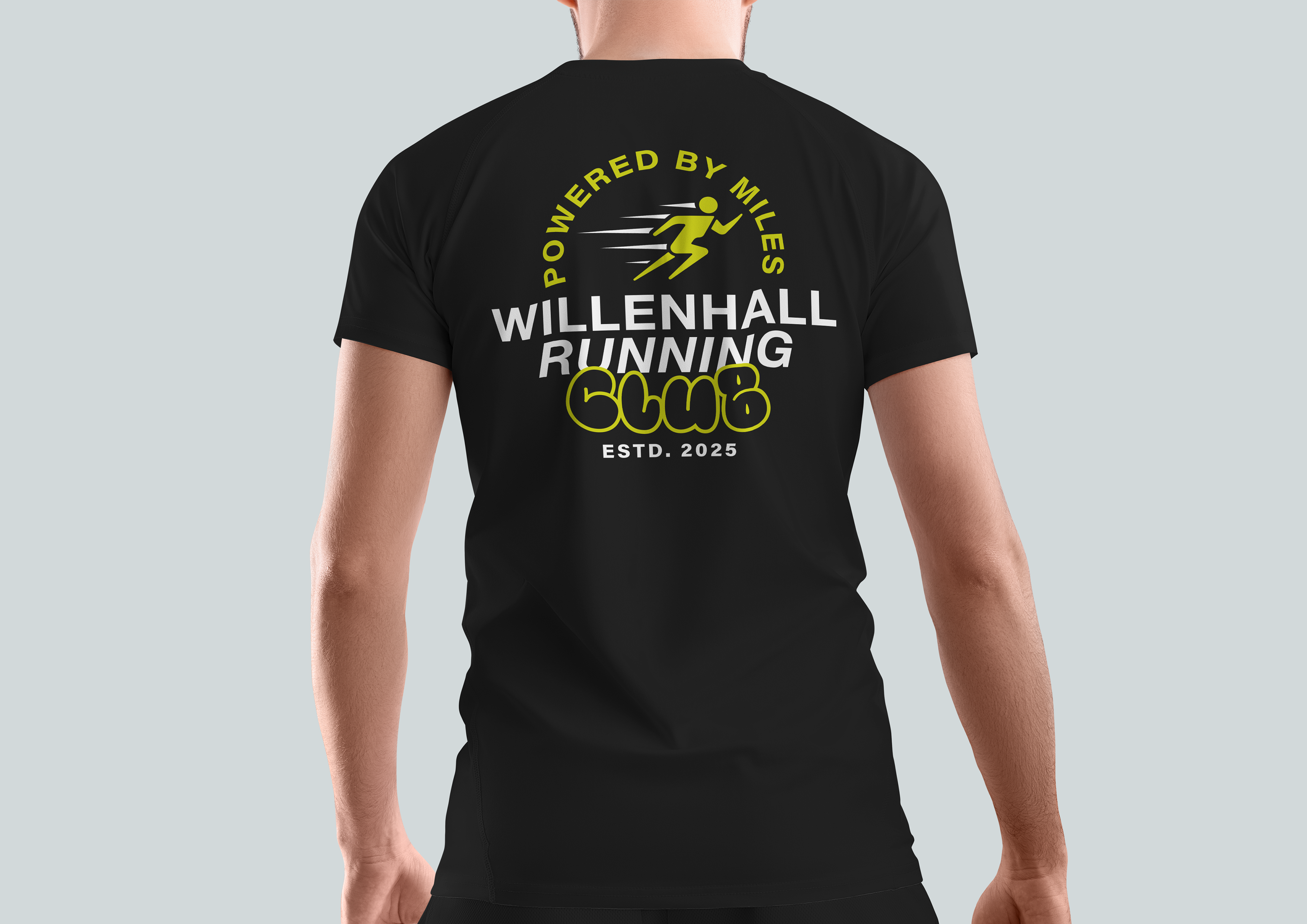 Willenhall Running Club T-Shirt Idea 4 badge branding club design graphic design icon identity illustration lockup logo logo design mental health running club t shirt typography willenhall