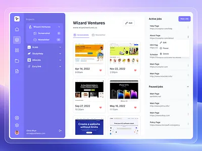 Tona Dashboard – SaaS Monitoring Platform app clean dashboard graphic design minimal product design purple ui ux