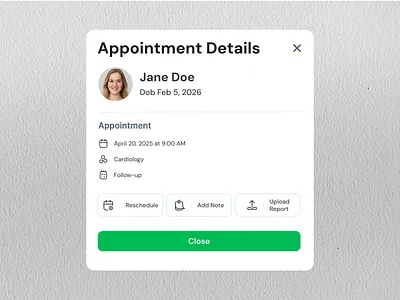 CareLink – Healthcare WebApp Modal UI appointment modal clean ui doctor portal figma design health dashboard health tech healthcare ui holelore hospital design madical webapp medical interface minimal design modal design modern webapp patient management ui ux design user experience webapp design