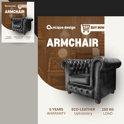 Armchair ad armchair branding canva content creator content design design facebook ad freelancer graphic design insta post instagram feed marketing new item post product social media social media design social media marketing social media post
