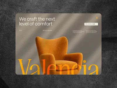 Valencia | Hero concept branding chair furniture graphic design hero section industrial design studio ui ux web design