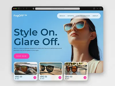 Sunglasses Hero-Section | Webflow Design design hero section landing page ui ux web design webflow