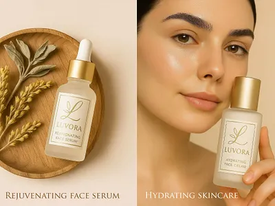 LUVORA Luxury Skincare Branding & Product Visualization beauty design beige aesthetic brand identity cosmetic branding cosmetics packaging elegant branding luvora minimal design packaging mockup premium branding product mockup skincare branding skincare design uxury skincare