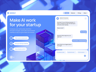 AI Startup | Idea Validation | Web Platform | Business Idea | UI ai chat interface ai platform ai startup animation business idea creative website founder tools idea analyzer modern design product design responsive design roadmap builder startup analysis startup assistant startup platform ui ux web design web interface design web platform website design