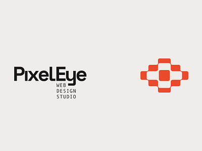 PixelEye abstract blocks brand branding connection eye geometry logo orange pixel process studio symbol system utilitarian web