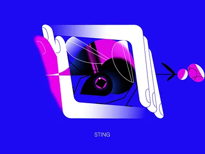 Sting 🐝 2d art animation article design bee book art branding comics design drawing flat gift card graphic design illustration logo motion graphics typography ui vector