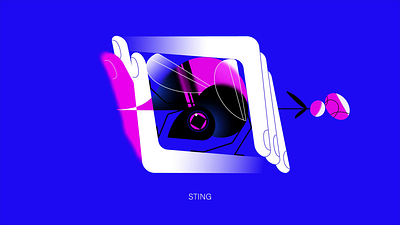 Sting 🐝 2d art animation article design bee book art branding comics design drawing flat gift card graphic design illustration logo motion graphics typography ui vector