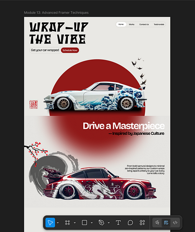 Landing Page Design for a car wrapping website car japan landing page ui website