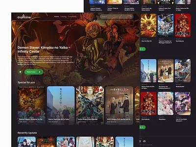 EnpiiNime: Anime & Manga Streaming Platform animestreaming darkmode enpiinime entertainment herosection ottplatform streamingapp videostreaming webdesign