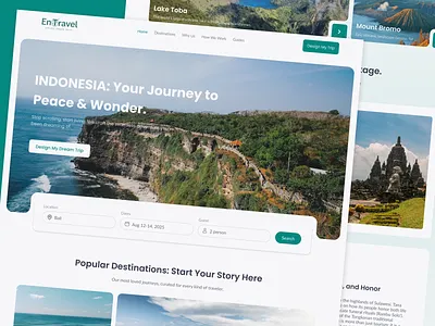 EnTravel - Travel Agency Landing Page bali bookingplatform designinspiration entravel figma landingpage travelagency travelapp ui webdesign