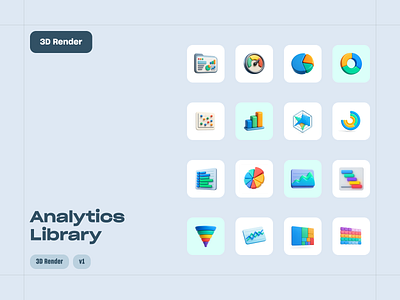 3D Render | Analytics Library 3d graphic design render