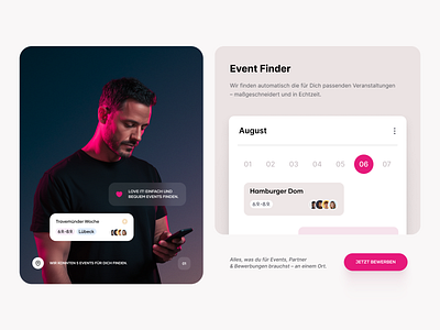 Bento Section bento branding calendar event landing page pink planer screen design
