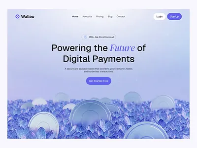 Walleo - Digital Wallet Hero Section ai finance banking budget allocation budget tracker digital banking digital payment digital wallet finance financial analytics fintech hero section minimal money management online payment personal finance saas spending analytics spending monitoring transaction web design