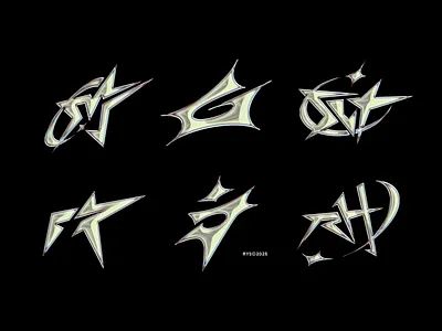 Star Logos Initials Y2K by RYS chrome chrome initials chrome logos graphic design initials logos lettering logo logo initials logotype monograms star logo star logo y2k typography y2k y2k style