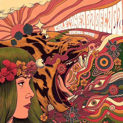 Rafael Neiva album colors cover flowers hippie illustration joy music psychedelic woman