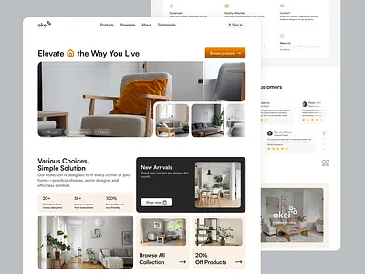 AKEI — Furniture for Living, Not Just Looking branding graphic design landing page mobile ui uiux ux web design
