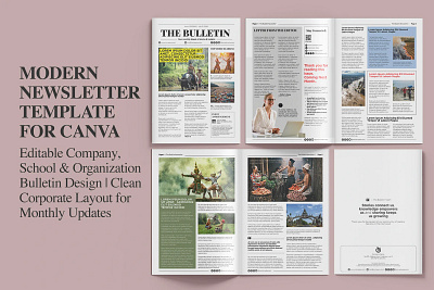 Modern Newsletter - Clean Corporate Layout for Monthly Updates bulletin design business newsletter canva newsletter clean layout template company newsletter corporate newsletter design editorial layout magazine magazine layout magazine style newsletter monthly newsletter newsletter school newsletter template