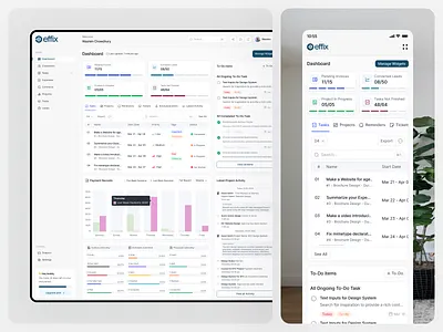 Effix - CRM Dashboard Design activity client crm customer daily management software invoice management modern crm payment product management saas saas crm task tool user ui uiux