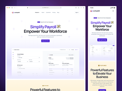 UnifiedHR Payroll Landing Page hr landing page hr payroll hr software humanresources landing page payroll responsive saas