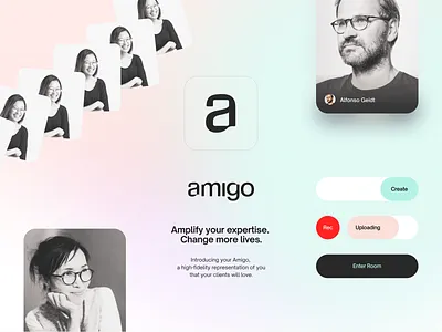 Amigo ai branding ai interface art direction artificial intelligence conversational ui creative studio design system human centered design interaction design light mode minimal design modern ui product design saas design tech branding ui design ux design voice interface web design