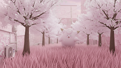 Clefairy on a Stroll (Full Pink) Pokemon Render 3d