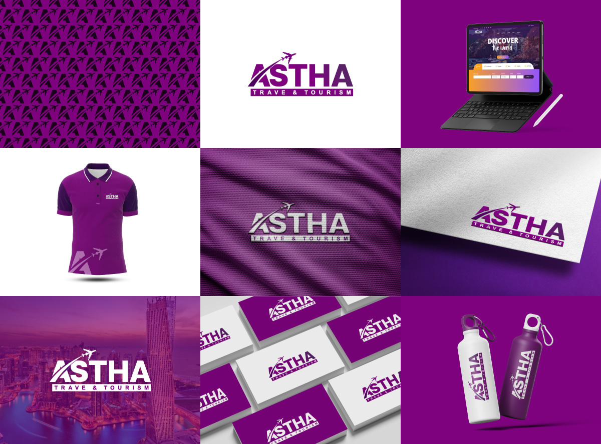 BRANDING FOR ASTHA TRAVEL & TOURISM agency branding creative creative design design fiverr graphicdesign illustration logo logobrand minimal logo travel